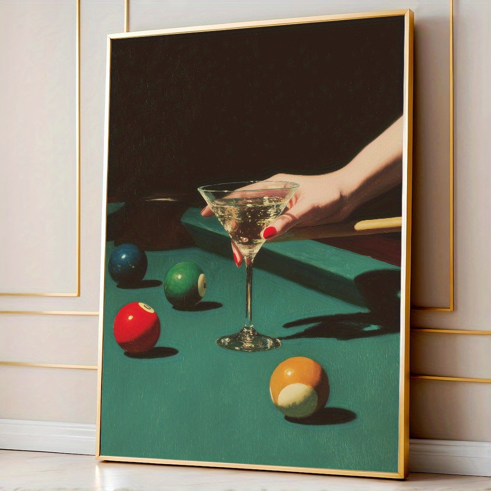 Office Furniture Home - 1pc Vintage Billiards Cocktail Poster, Frameless