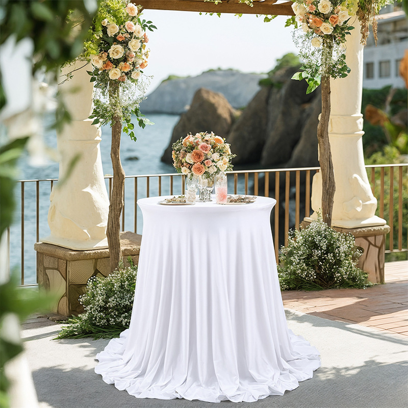 Conference Table Round - Stretch Table Skirt White Table Cover