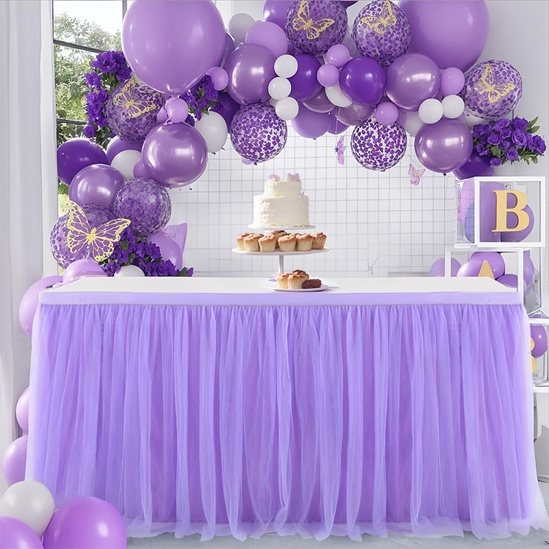 Conference Table Round - Purple table skirt is suitable for