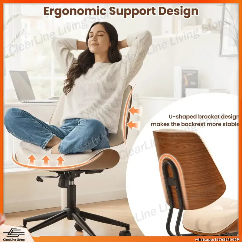 Task Chair Mid Back - Modern PU Leather Office Chair with