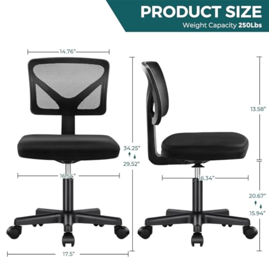 Small Office Chair Armless, Er - огляд і ціна Task Chair Mid Back